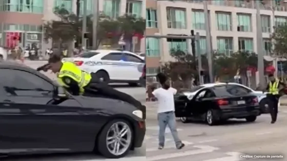Video muestra a policía disparando sobre un auto en marcha en Miami